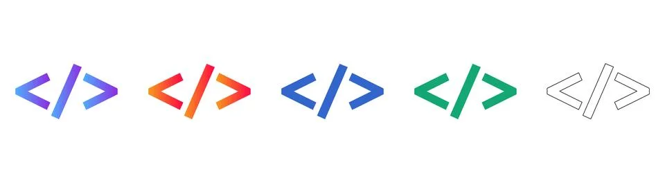 Coding, Programming, and Web Development Brackets Icons 스톡 일러스트