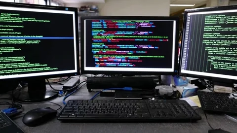 Coding. Programming, Cyber Attacks Stock Footage 255117285