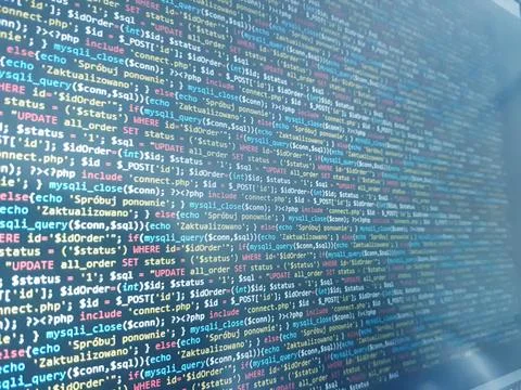 Coding programming source code screen. Abstract technology background. Cyber  Foto stock