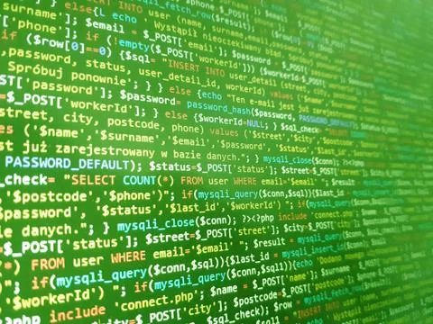 Coding programming source code screen. Abstract technology background. Cyber  Foto stock