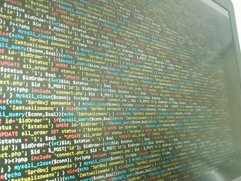 Coding programming source code screen. Abstract technology background. Cyber  Foto stock