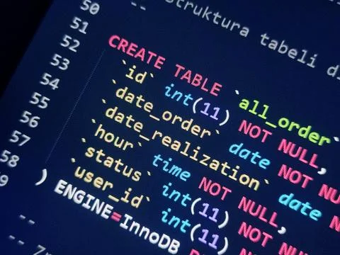 Coding programming source code screen. Abstract technology background. Cyber  Foto stock