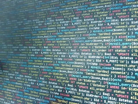 Coding programming source code screen. Abstract technology background. Cyber  Foto stock