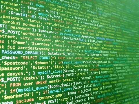 Coding programming source code screen. Abstract technology background. Cyber  Stock Photos