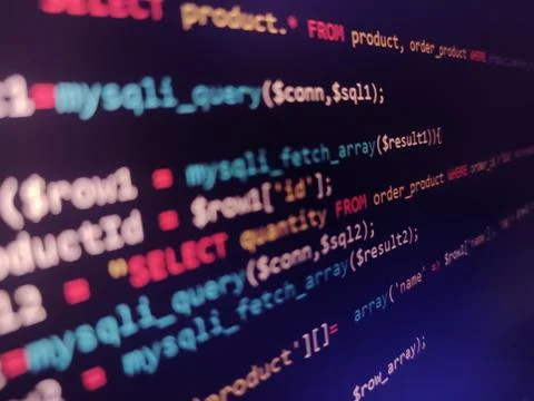 Coding programming source code screen. Abstract technology background. Cyber  Foto stock