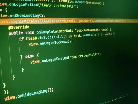 Coding programming source code screen. Abstract technology background. Cyber  스톡 사진