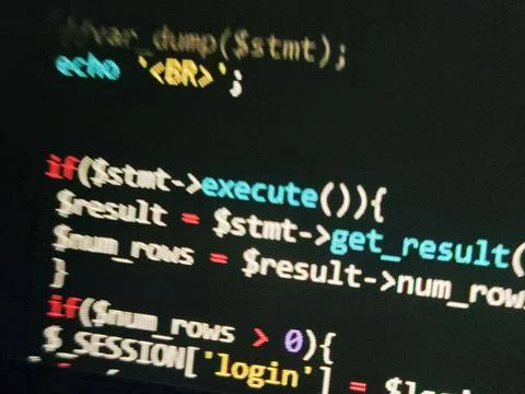 Coding programming source code screen. Abstract technology background. Cyber  Stock Photos