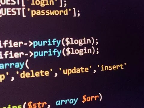Coding programming source code screen. Abstract technology background. Cyber  Stockfoto's
