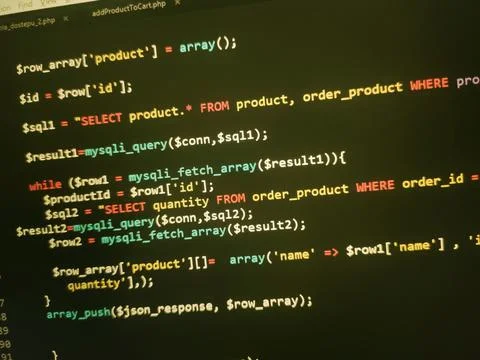 Coding programming source code screen. Abstract technology background. Cyber  Foto stock