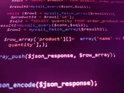 Coding programming source code screen. Abstract technology background. Cyber  Foto stock