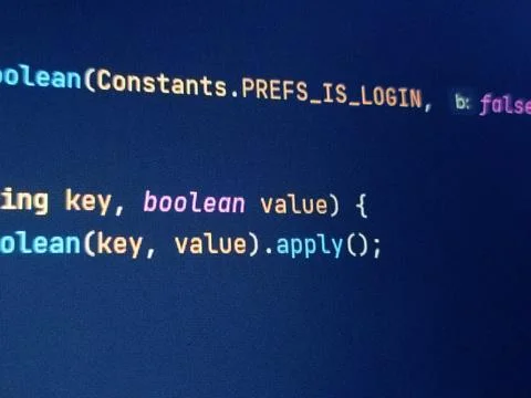Coding programming source code screen. Abstract technology background. Cyber  Foto stock