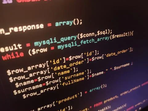 Coding programming source code screen. Abstract technology background. Cyber  Foto stock