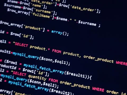 Coding programming source code screen. Abstract technology background. Cyber  Stockfoto's