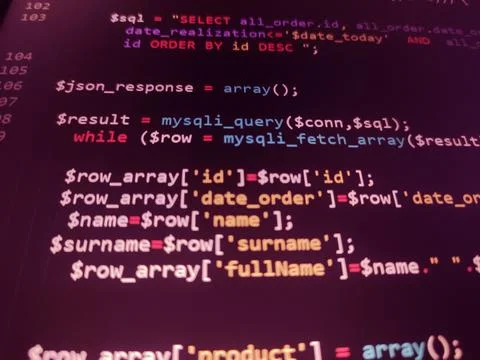 Coding programming source code screen. Abstract technology background. Cyber  스톡 사진