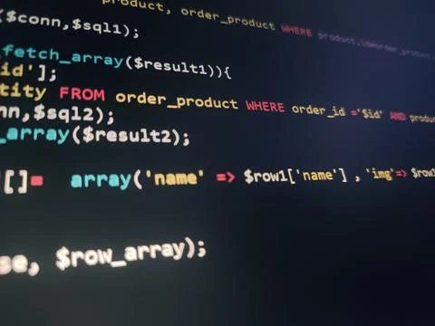 Coding programming source code screen. Abstract technology background. Cyber  Foto stock