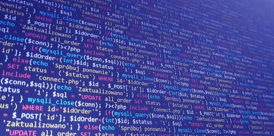 Coding programming source code screen. Abstract technology background. Cyber  Foto stock