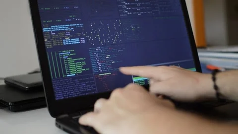 Coding programming technology. web developer of an internet software network Stock Footage 172575886