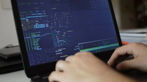 Coding programming technology. web developer of an internet software network Stock Footage 172576009