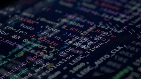 Coding programs on black screen background. Video stock 335285800