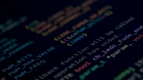 Coding programs on black screen background. Stock Footage 335285847