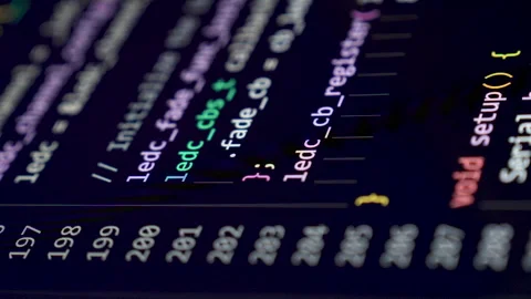 Coding programs on black screen background. Stock Footage 335384090