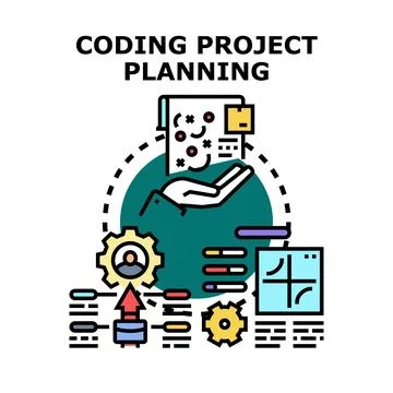 Coding project planning and development process design Stock Illustration
