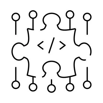 Coding puzzle piece integrating software development technology Ilustración de archivo
