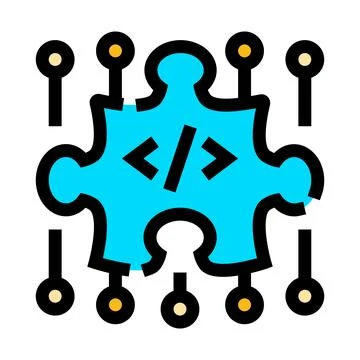 Coding puzzle piece integrating technology and software development Ilustración de archivo