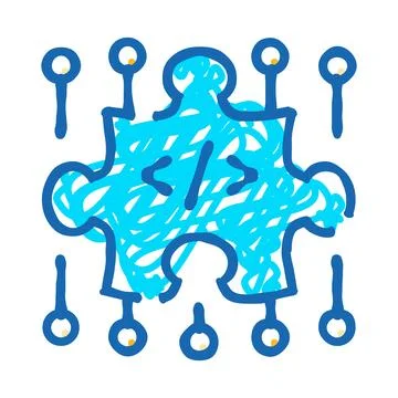 Coding puzzle piece solving technology development concept Ilustración de archivo
