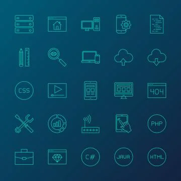 Coding Resources Line Icons Stockillustratie