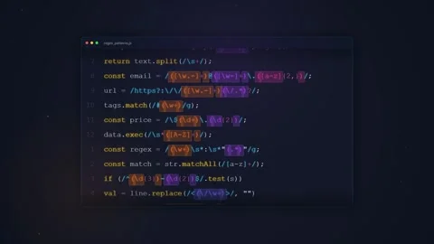 Coding Screen Displaying Programming Code on Dark Background with Particles Stock Footage 348413365