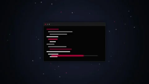 Coding Screen Displaying Red and White Lines of Code on Dark Background Stock Footage 348416134