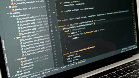 Coding on the screen, HTML encoding and programming on a laptop screen Vidéo 201344403
