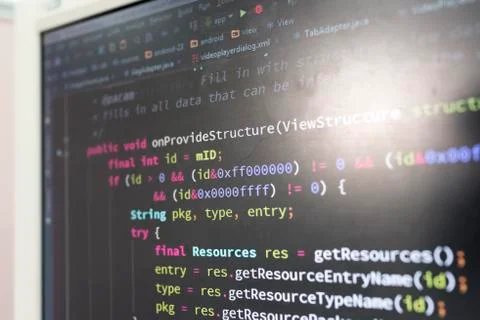 Coding on screen Stock Photos