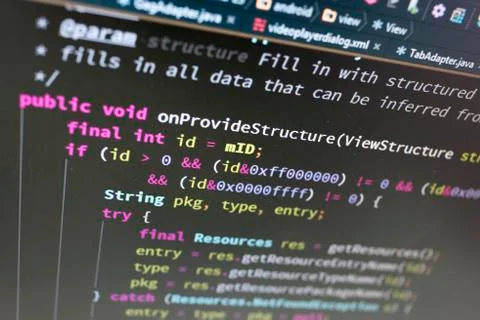 Coding on screen Stock Photos