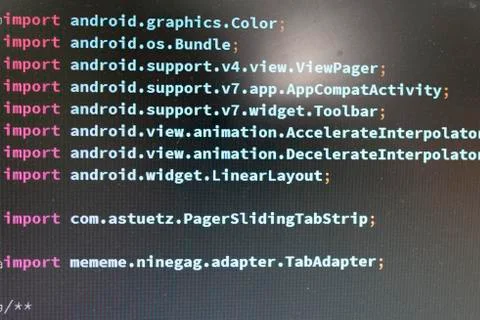 Coding on screen Stock Photos