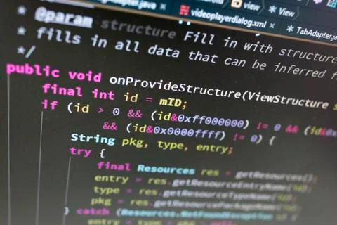 Coding on screen Stock Photos