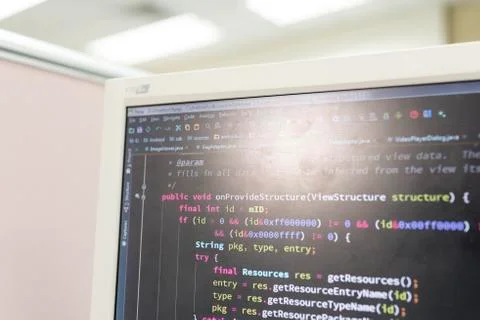 Coding on screen Stock Photos