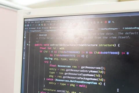 Coding on screen Stock Photos