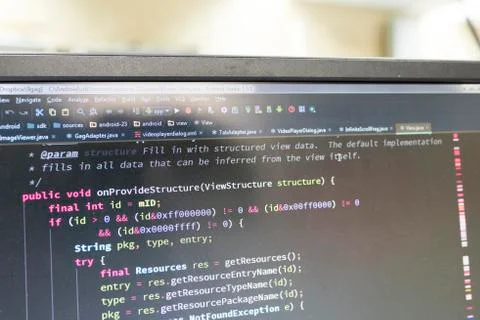 Coding on screen Stock Photos