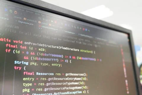 Coding on screen Stock Photos