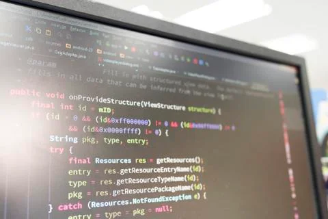 Coding on screen Stock Photos