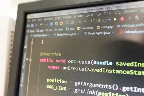 Coding on screen Stock Photos