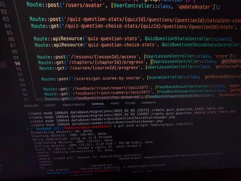 Coding Screen: PHP, Database Migrations Stock-Fotos