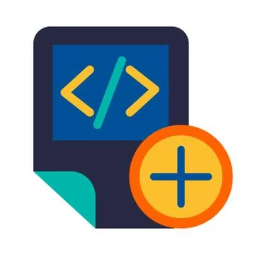 Coding script file adding symbol glyph vector icon Illustrazione stock