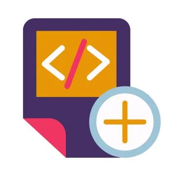 Coding script file adding symbol glyph vector icon Illustrazione stock