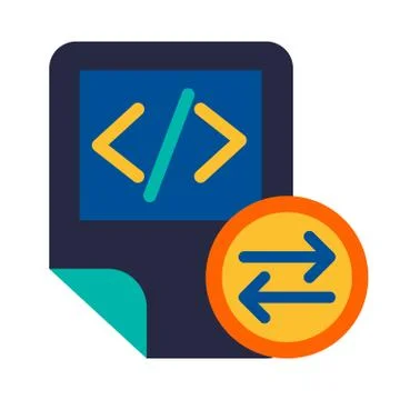 Coding script files exchanging symbol glyph vector icon Illustrazione stock