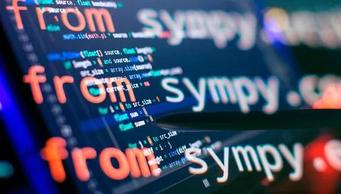 Coding script text on screen. Notebook closeup photo. Running Computer data.. Stock Photos