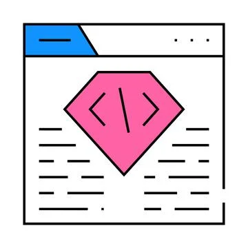 Coding seo optimization icon color illustration Stock Illustration