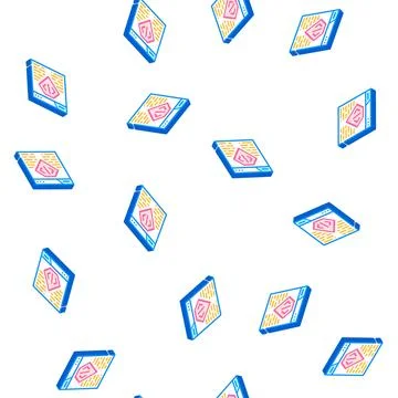 Coding seo optimization isometric icon seamless pattern Stock Illustration